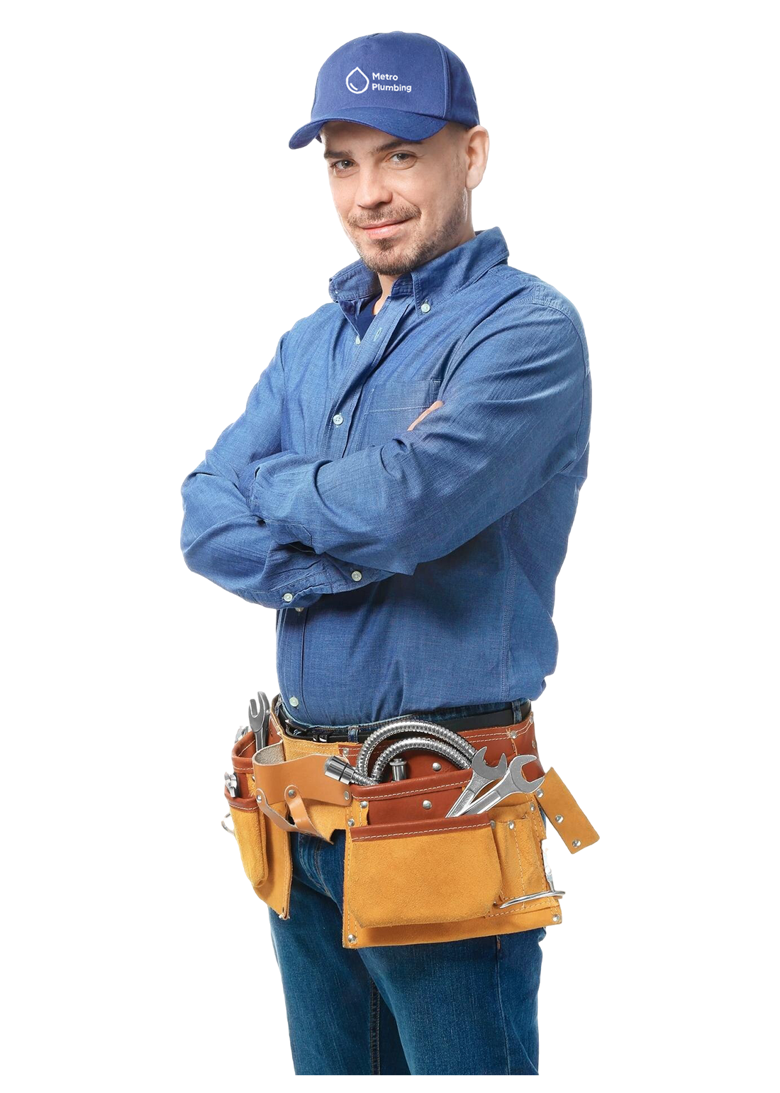 Plumber Standing with Hands Crossed and Tool Belt